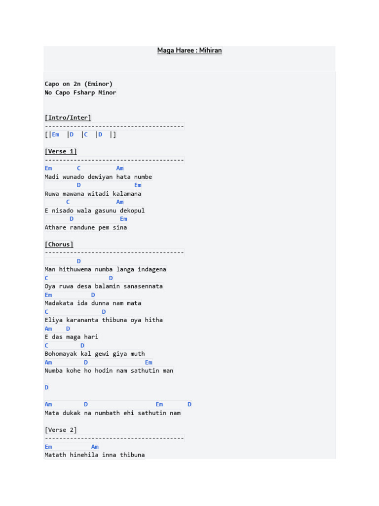 Maga Haree Chords and Lyrics | PDF