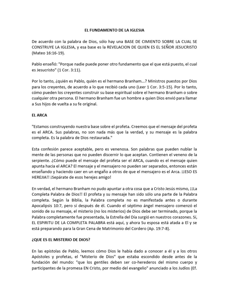Fundamento de la Iglesia en Cristo | PDF | Cristo (título) | Biblia