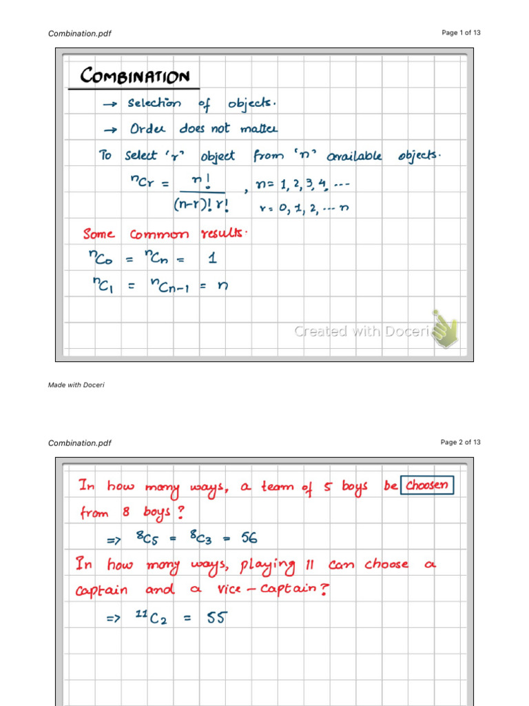 Comprehensive Guide to Combinations | PDF