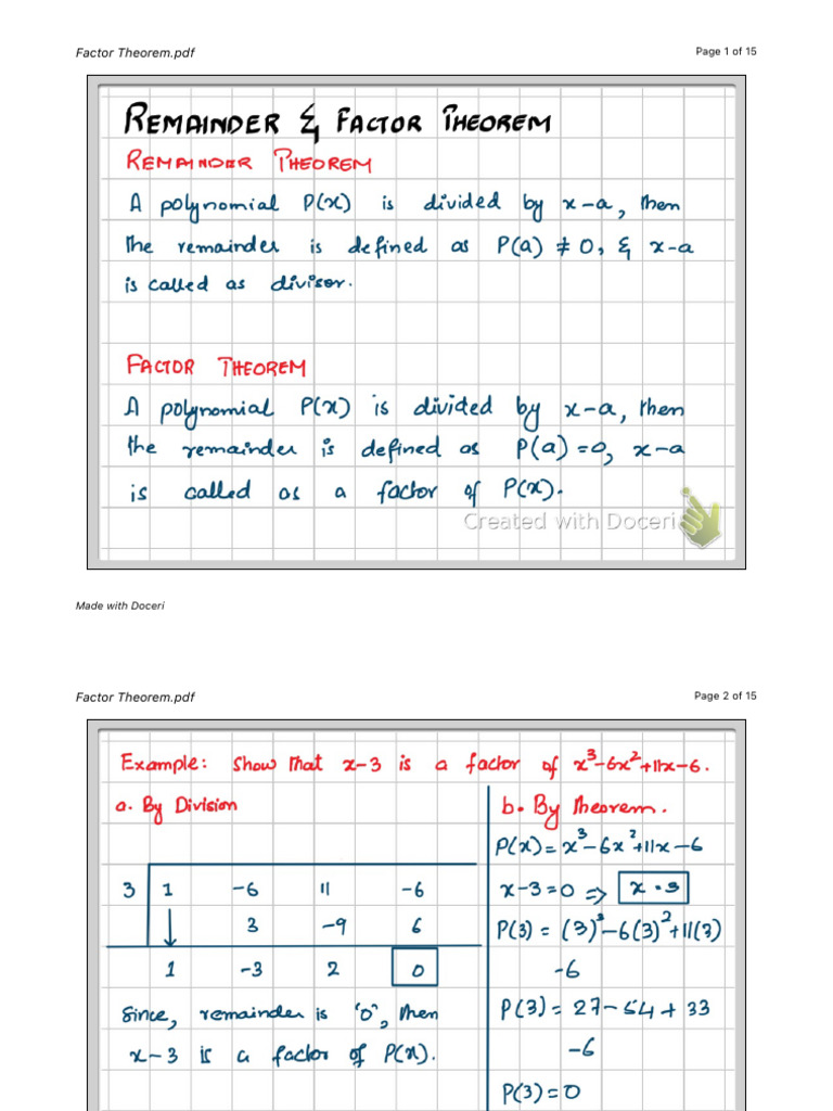 Understanding the Factor Theorem | PDF