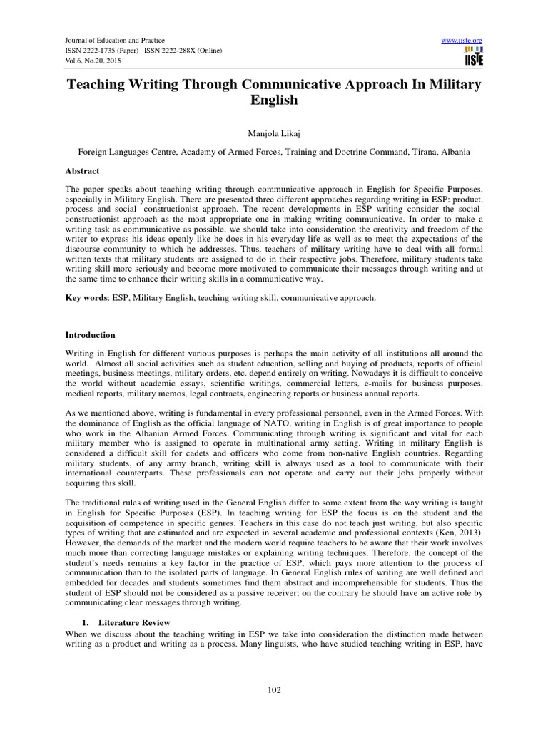Communicative Approach-Military English | PDF | Teachers | Writing