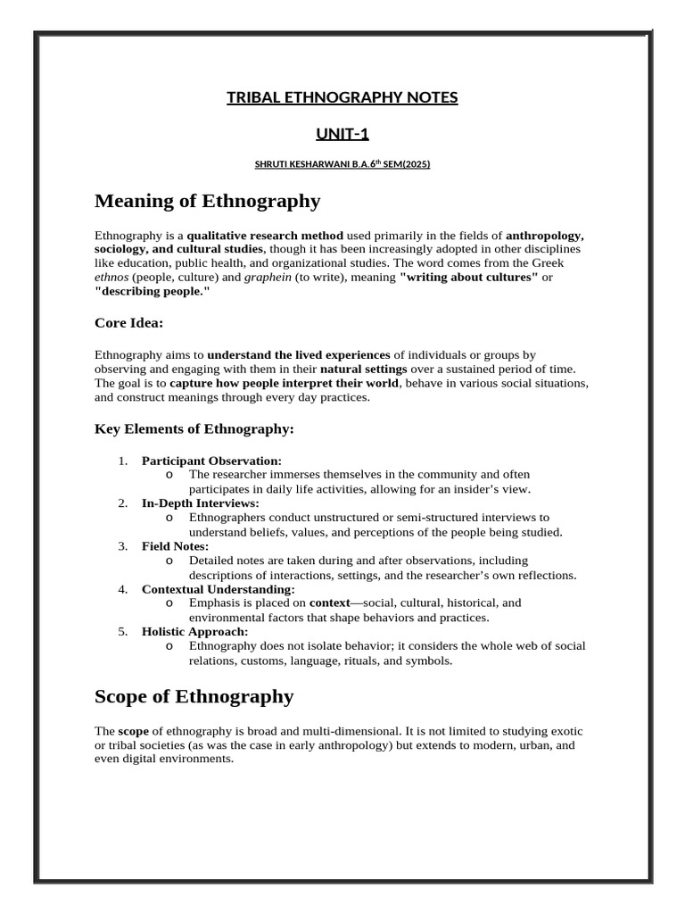Understanding Ethnography and Ethnology | PDF | Ethnography | Agriculture