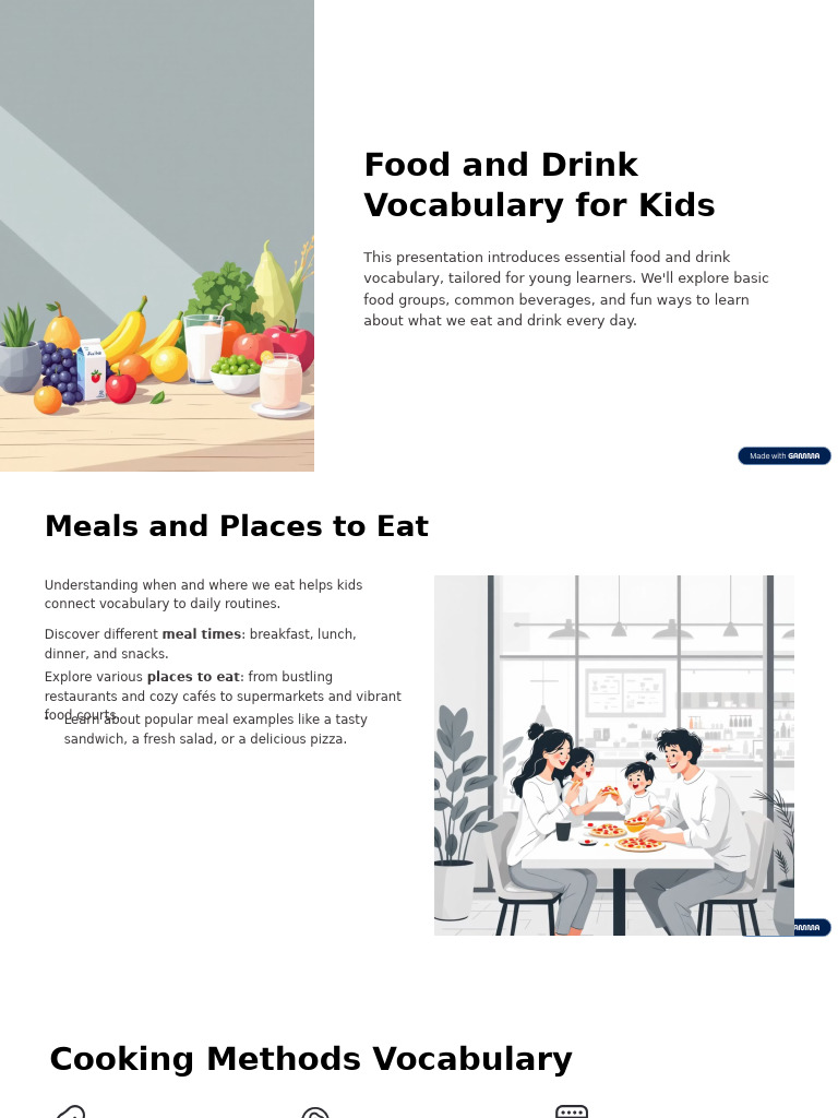 Kids' Food Vocabulary and Learning Tips | PDF | Meal | Cooking