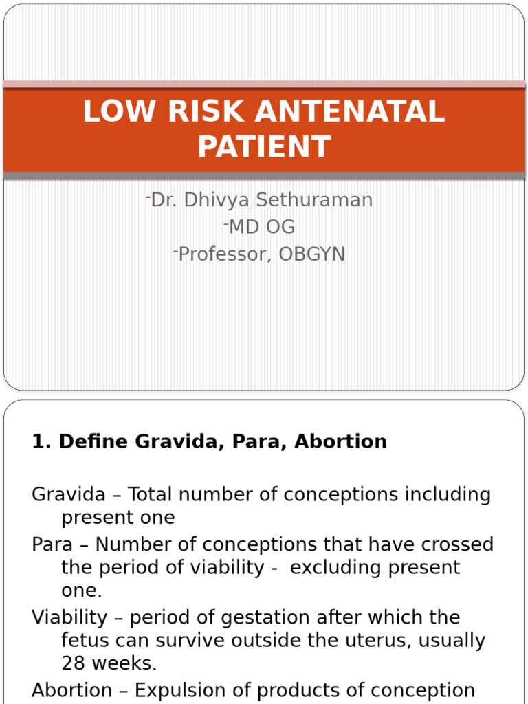 Low Risk Antenatal Care Guidelines | PDF | Prenatal Development | Fetal ...