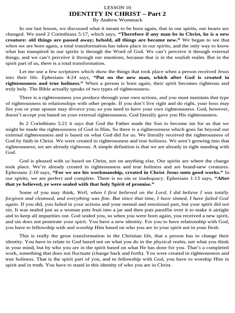 Understanding Identity in Christ | PDF | Born Again | God In Christianity