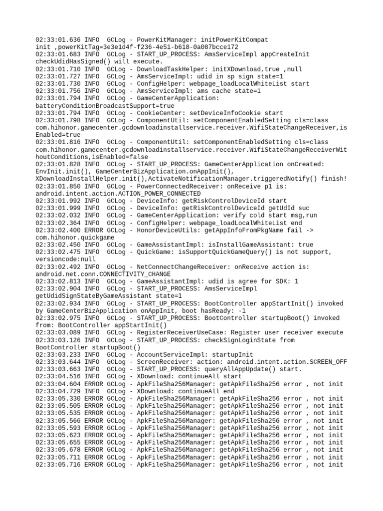 GameCenter Application Startup Logs | PDF | Software Engineering ...