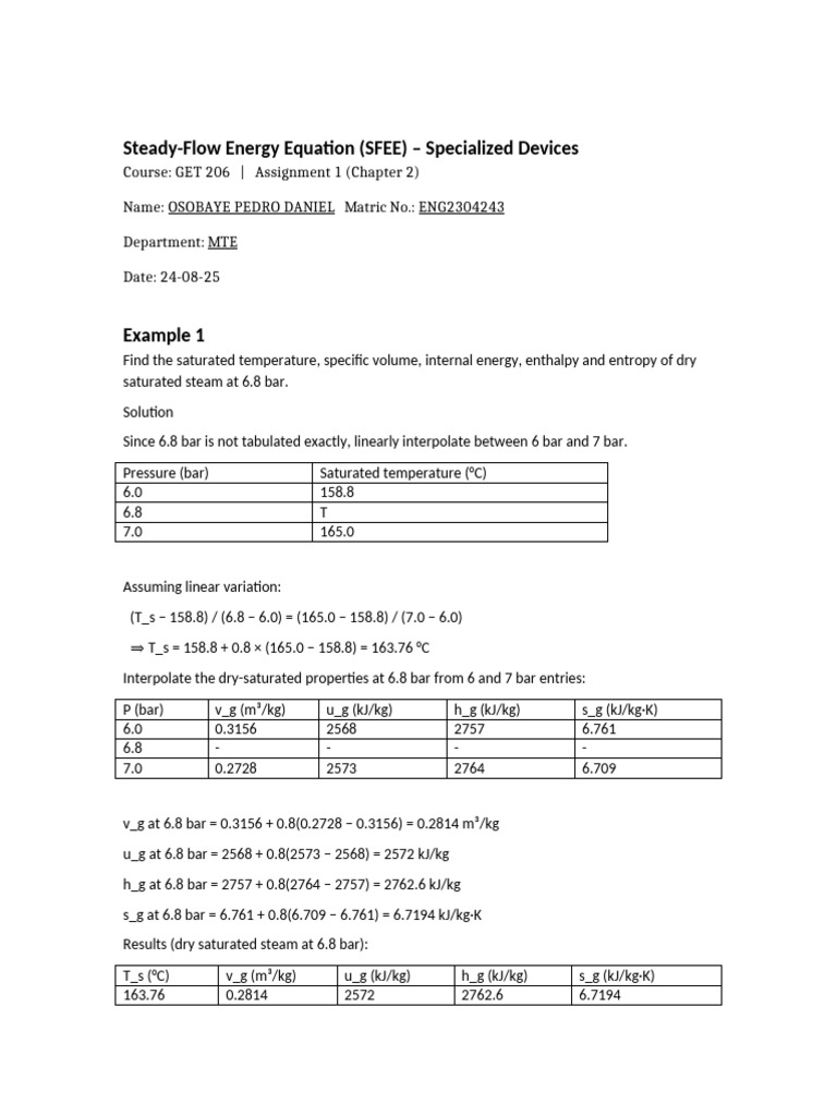 GET206 Assignment1 SFEE Derivations | PDF | Heat | Fluid Dynamics