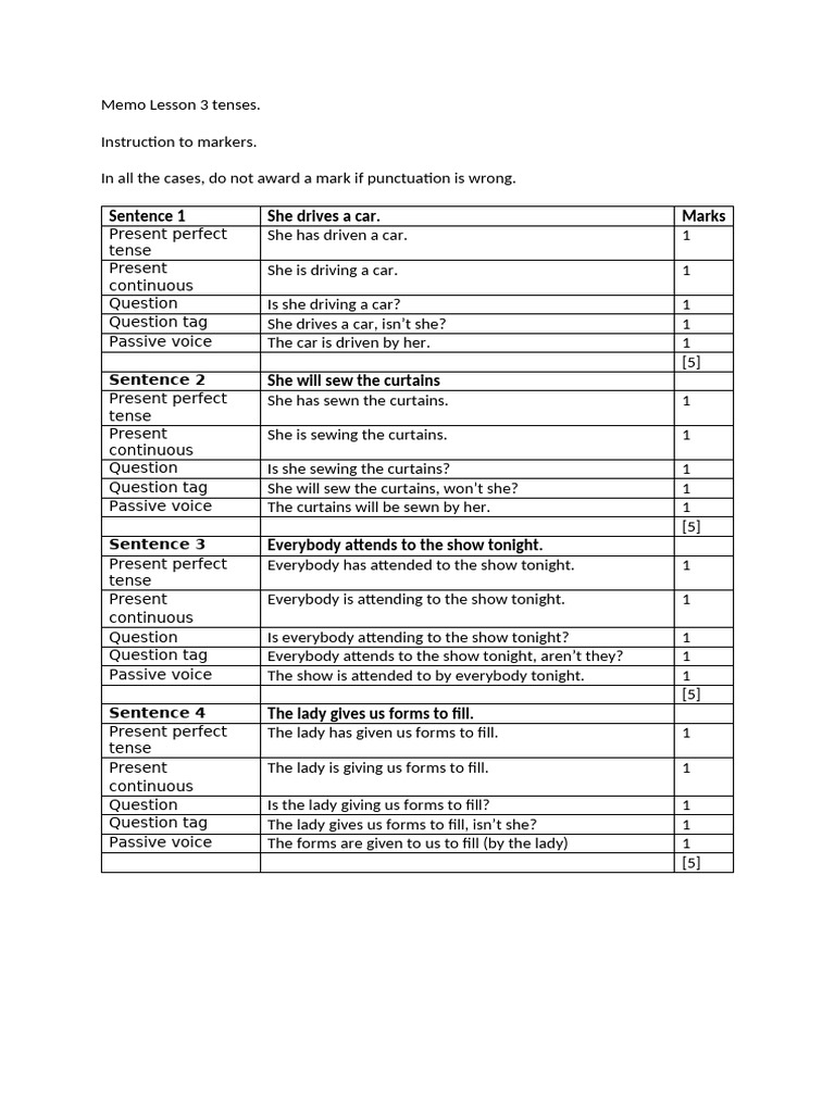 Tense Usage and Marking Guide | PDF