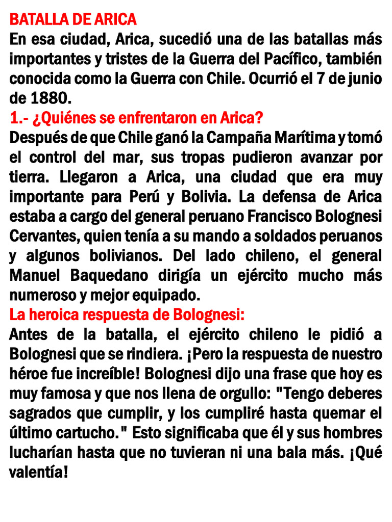 Batalla De Arica Valor Y Sacrificio Pdf 