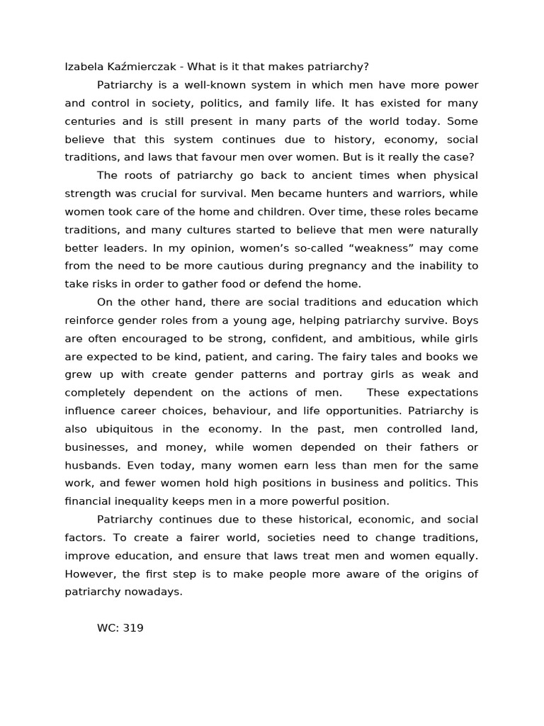 Understanding the Roots of Patriarchy | PDF