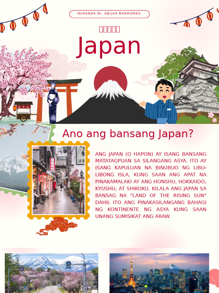 Red and White Illustrative Japan Country Introduction Education ...