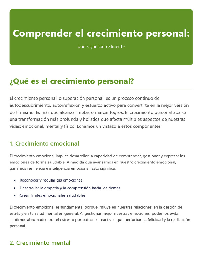 Crecimiento Personal: Claves y Beneficios | PDF | Las emociones ...