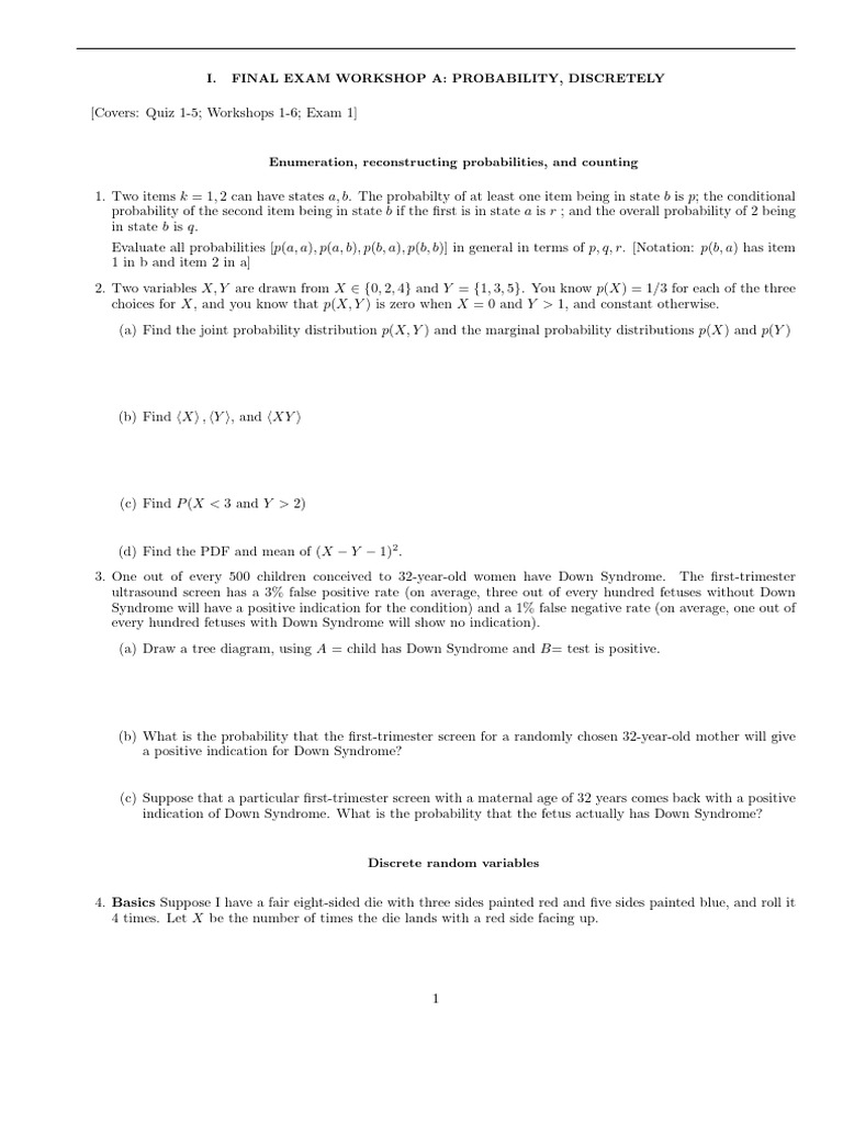 Probability Exam Workshop Overview | PDF | Applied Mathematics ...