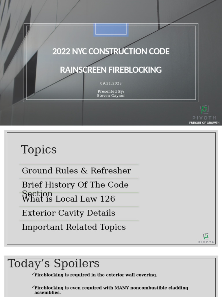 NYC Rainscreen Fireblocking Codes - 09.13.2023 Submitted | PDF | Wall ...