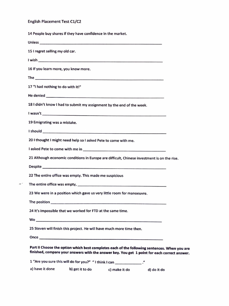 C1 Grammar Exercises with Answers | PDF