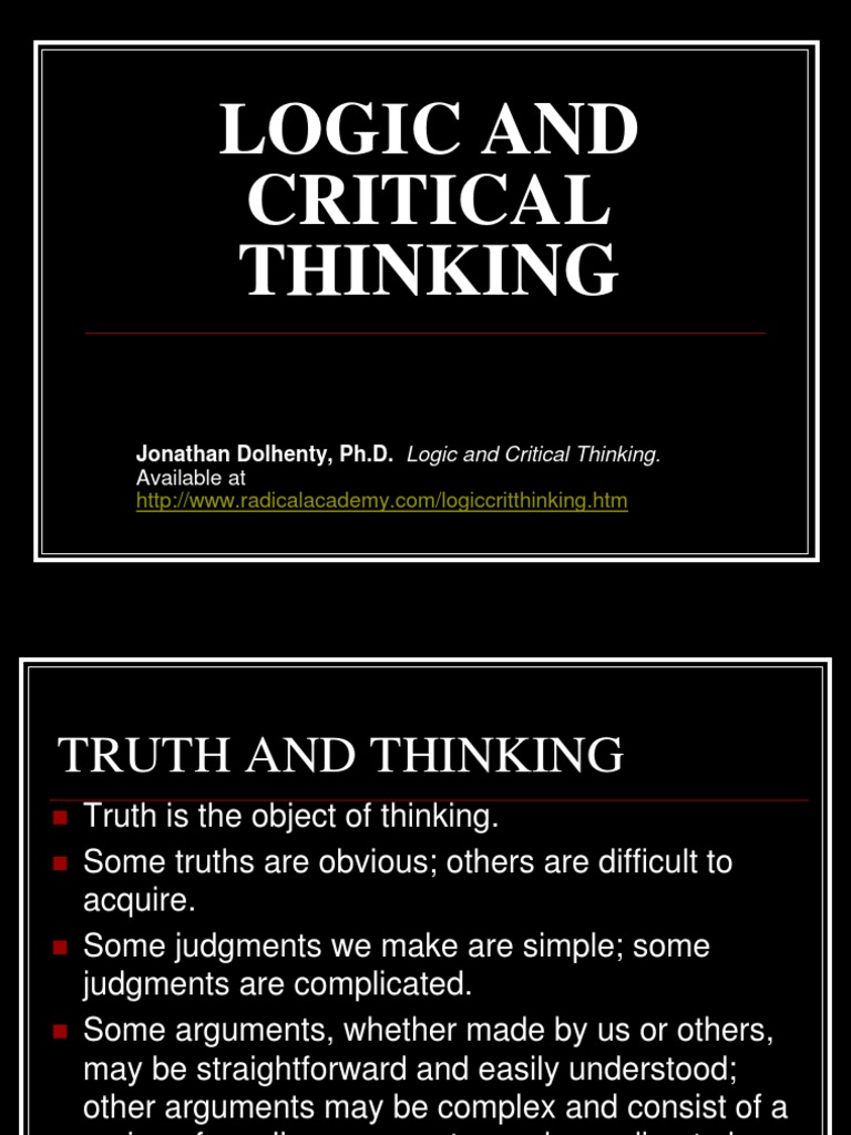 why logic and critical thinking is considered a philosophy