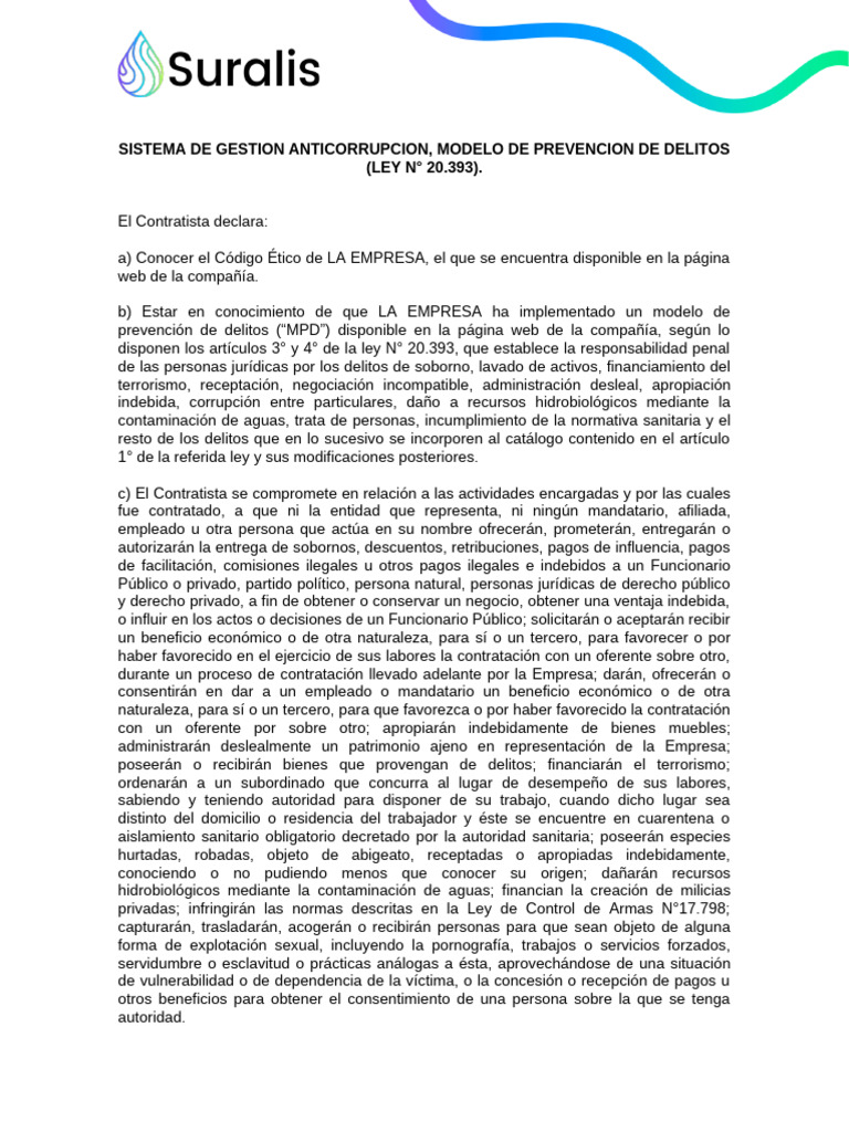 Modelo de Prevención de Delitos 20.393 | PDF | Corrupción política ...