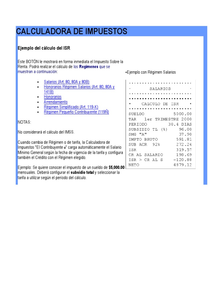 CALCULADORA DE IMPUESTOS Tax Taxes