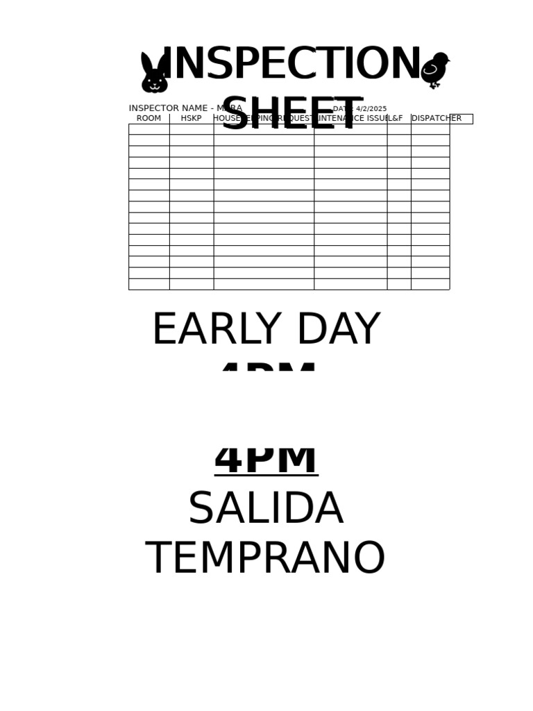 MASTER INSPECTor SHEET | PDF