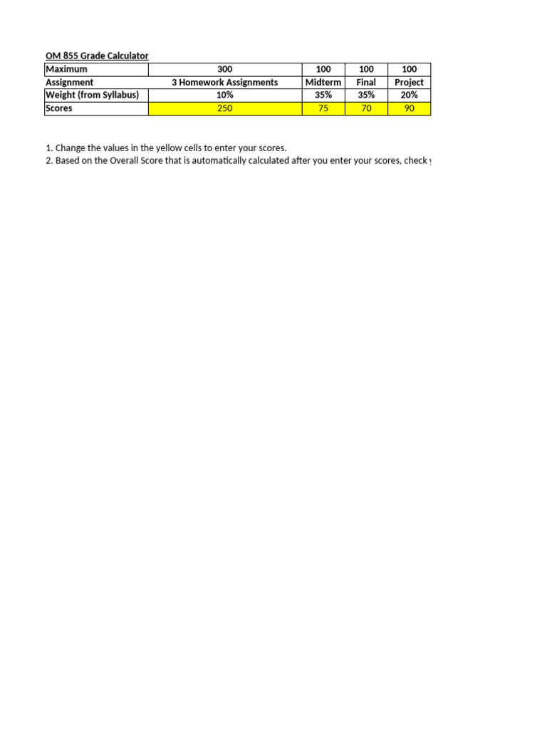 OM 855 Grade Calculator Guide | PDF