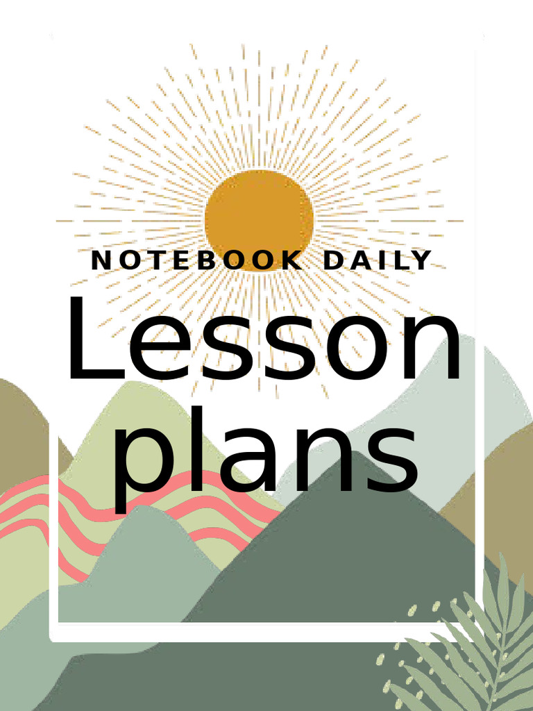 Lesson Plan Printable Bound Notebook in Olive White Illustrative Style ...