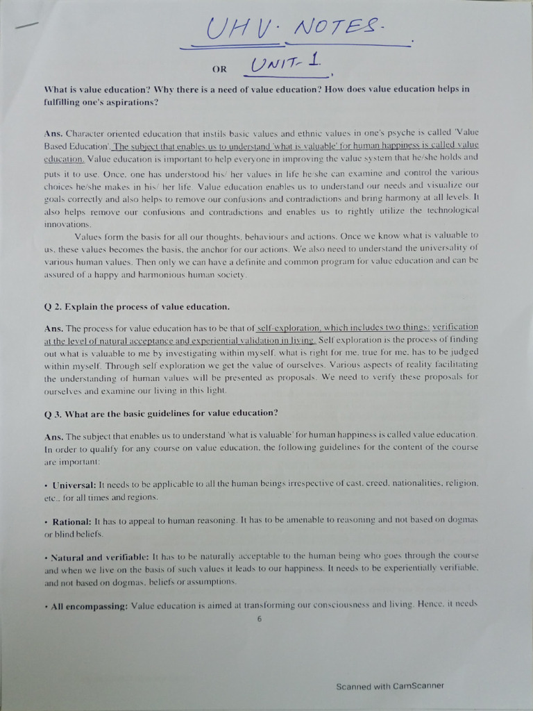 Universal Human Values Class Notes | PDF