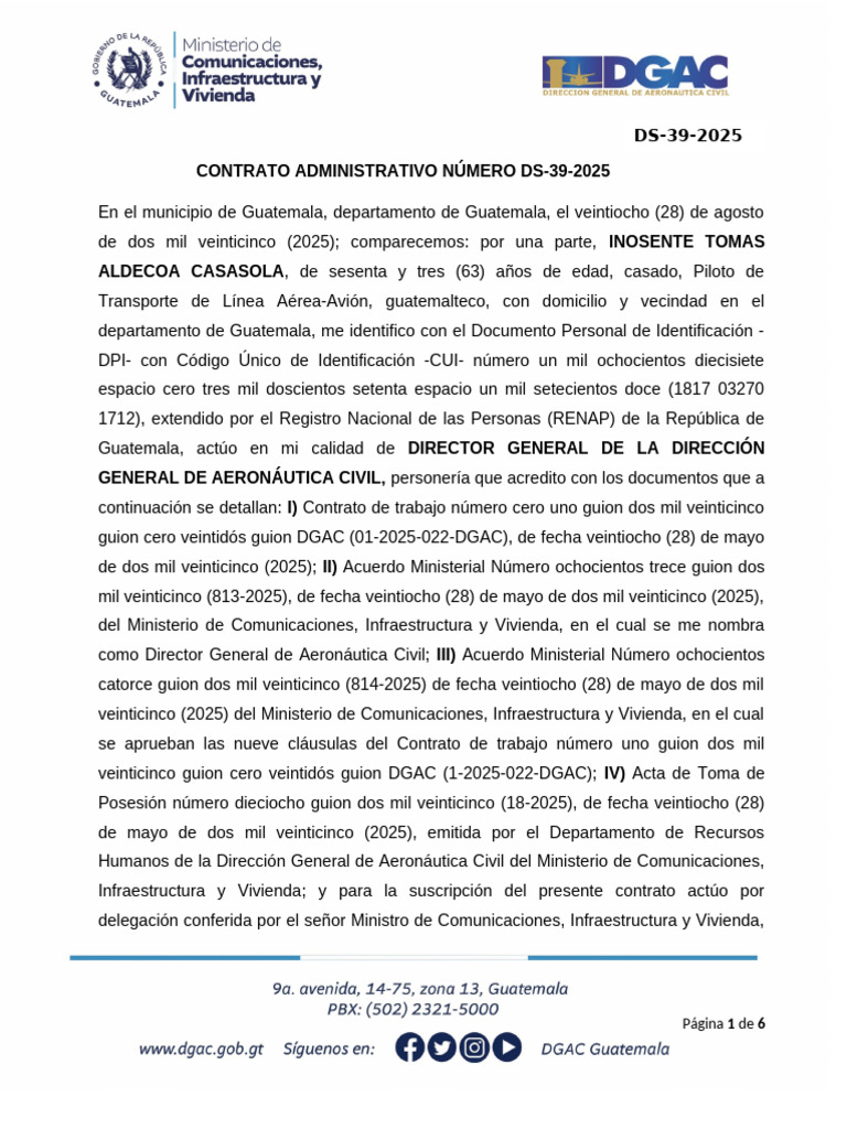 Prórroga Contrato DS-39-2025 Guatemala | PDF | Guatemala