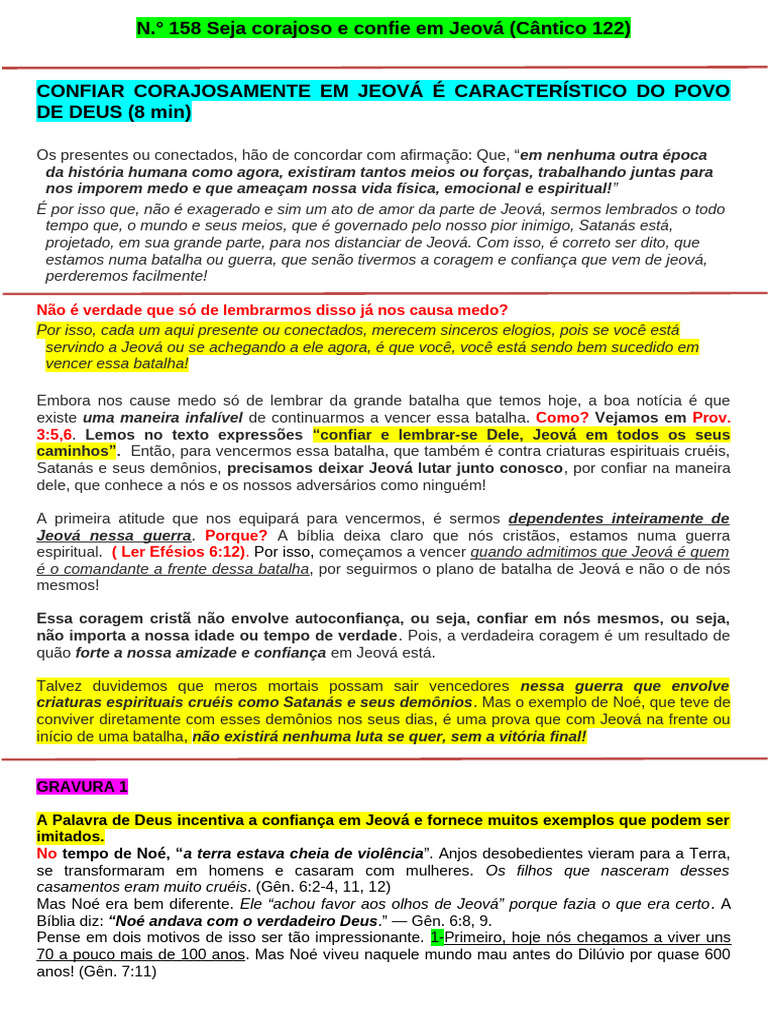 Coragem e Confiança em Jeová | PDF | Noé | Fé