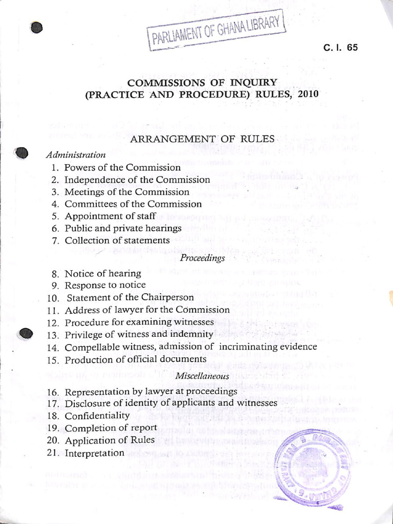 Commissions of Inquiry Rules Overview | PDF