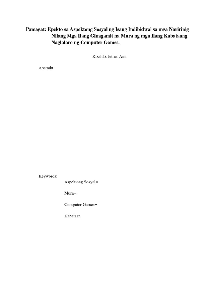 Thesis Filipino | PDF