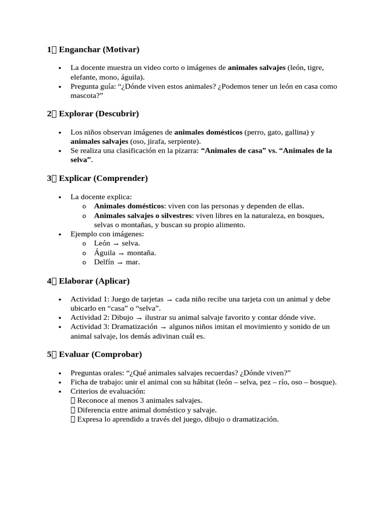 1 Enganchar (Motivar) : Animales Salvajes | PDF