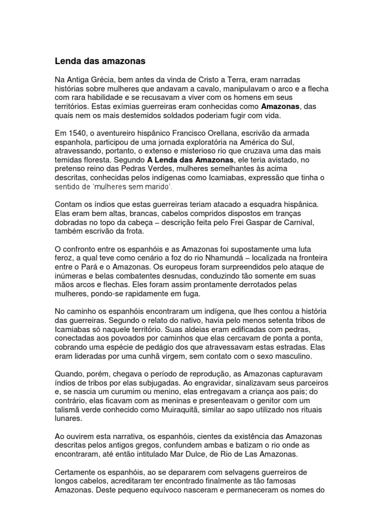 A Lenda das Amazonas A Origem do Nome do Rio Amazonas e da Crença nas