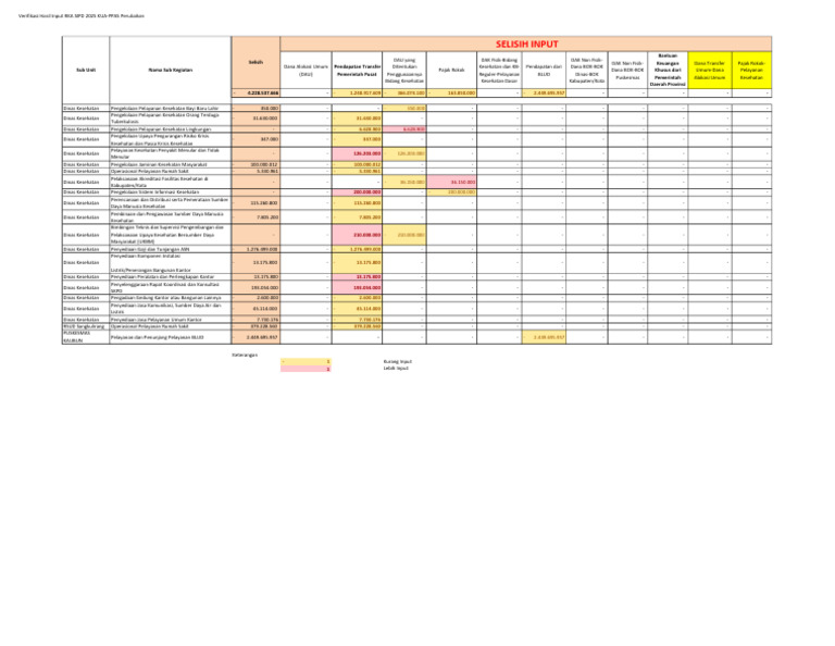 Verifikasi Input RKA SIPD 2025 Kesehatan | PDF