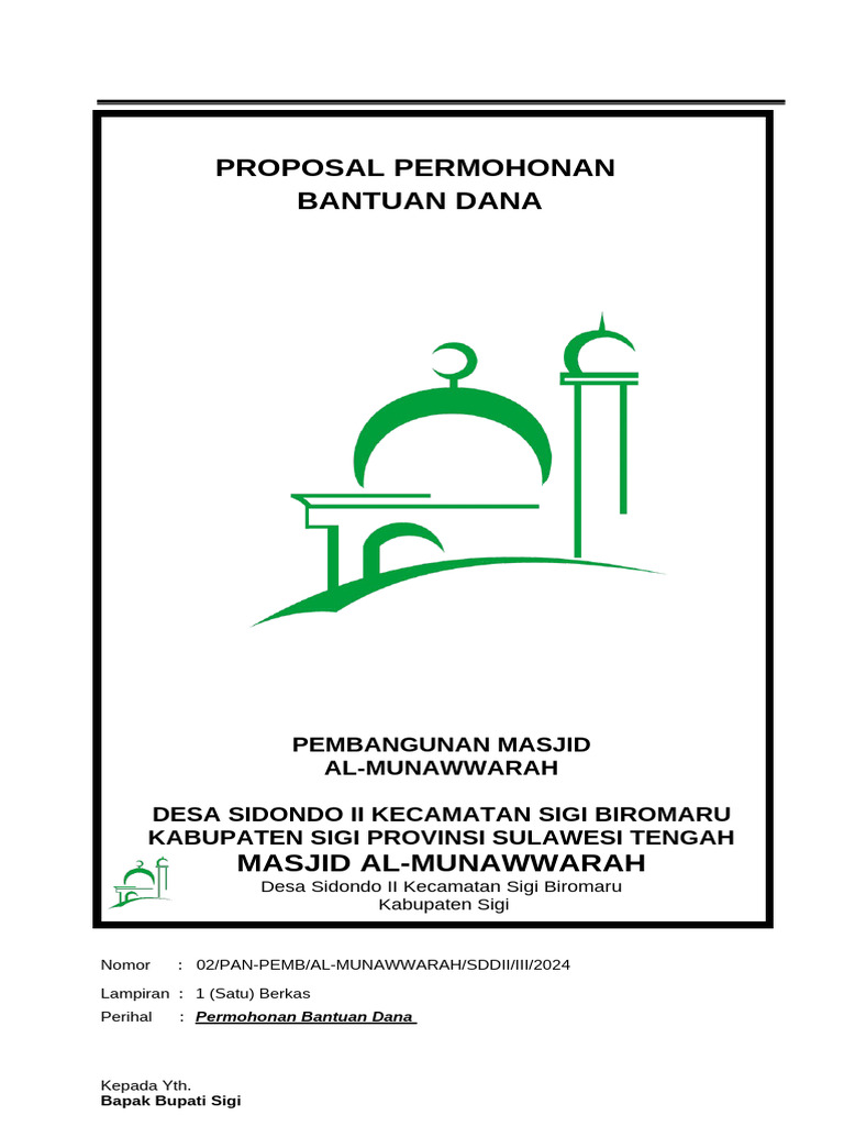 Proposal Dana Pembangunan Masjid Al-Munawwarah | PDF