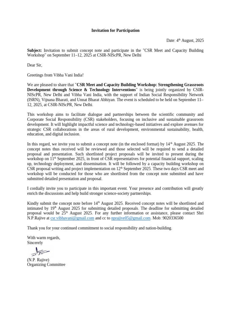 CSR Workshop Invitation 2025 | PDF | Corporate Social Responsibility ...