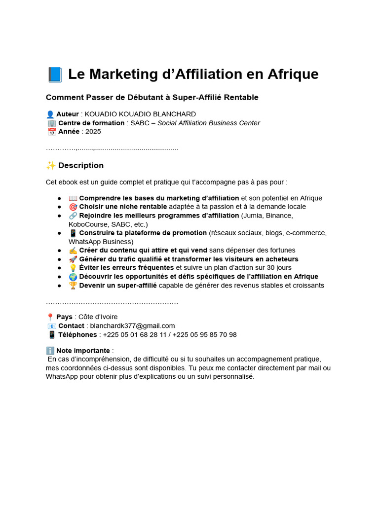 Affiliation en Afrique : Devenez Super-Affilié | PDF | Affiliation ...