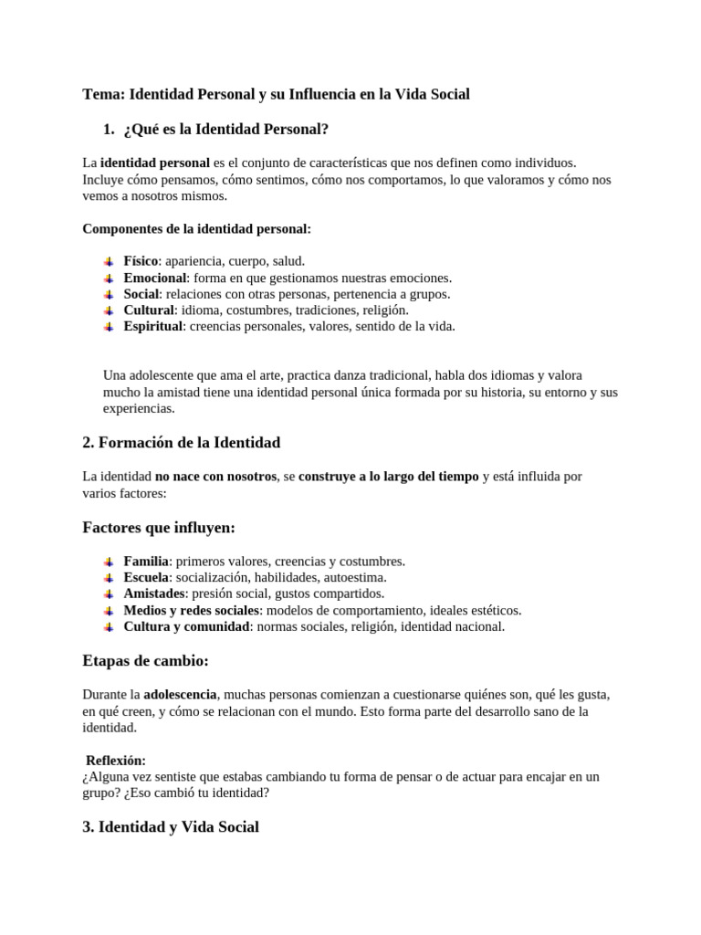 Influencia de la Identidad en la Vida Social | PDF | Inclusión ...
