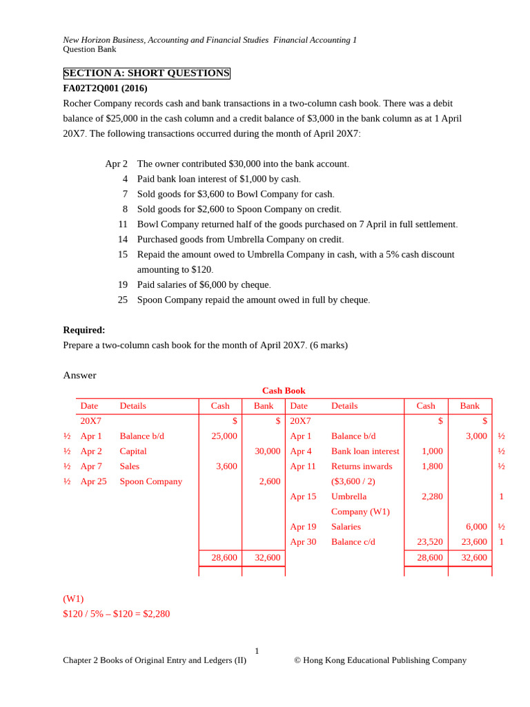 Financial Accounting Question Bank | PDF | Debits And Credits | Cheque