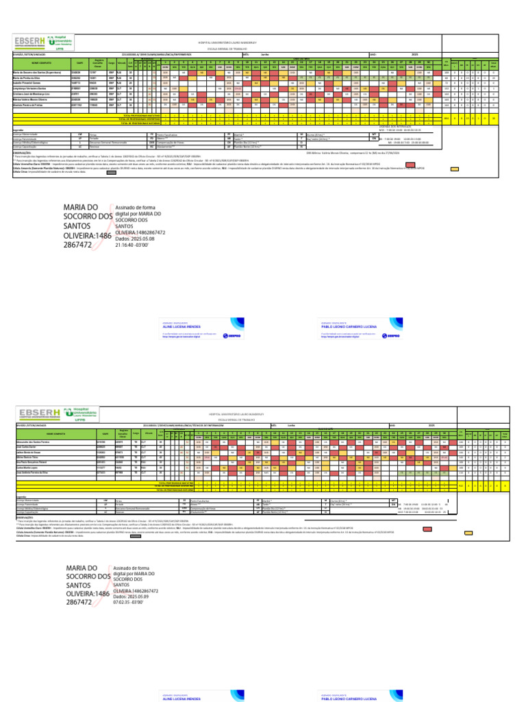 Escala Mensal de Trabalho Enfermeiros | PDF