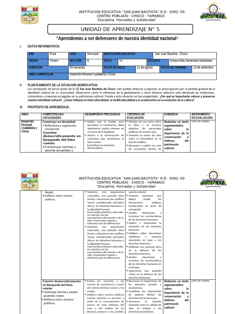 Defensa de la Identidad Cultural Escolar | PDF | Aprendizaje | Derechos ...