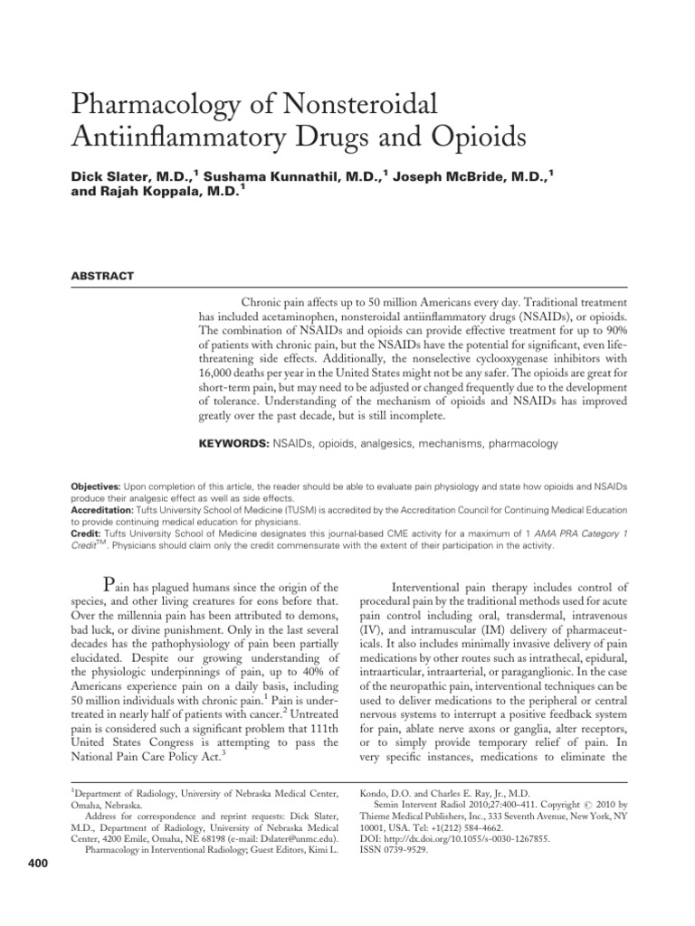 NSAIDs and Opioids in Pain Management | PDF | Nonsteroidal Anti ...