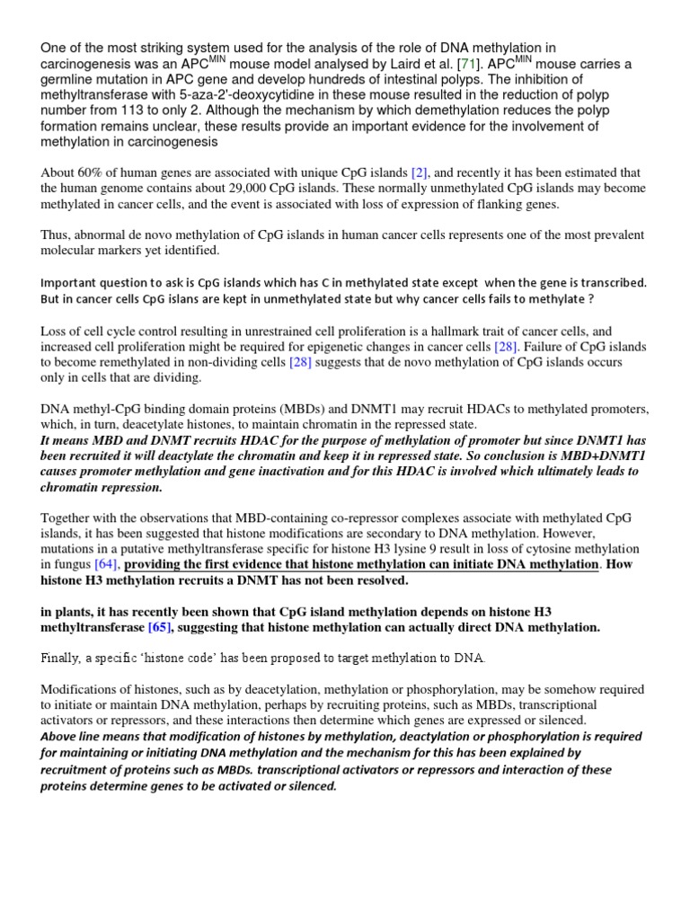 Epigenetics | PDF | Dna Methylation | Histone