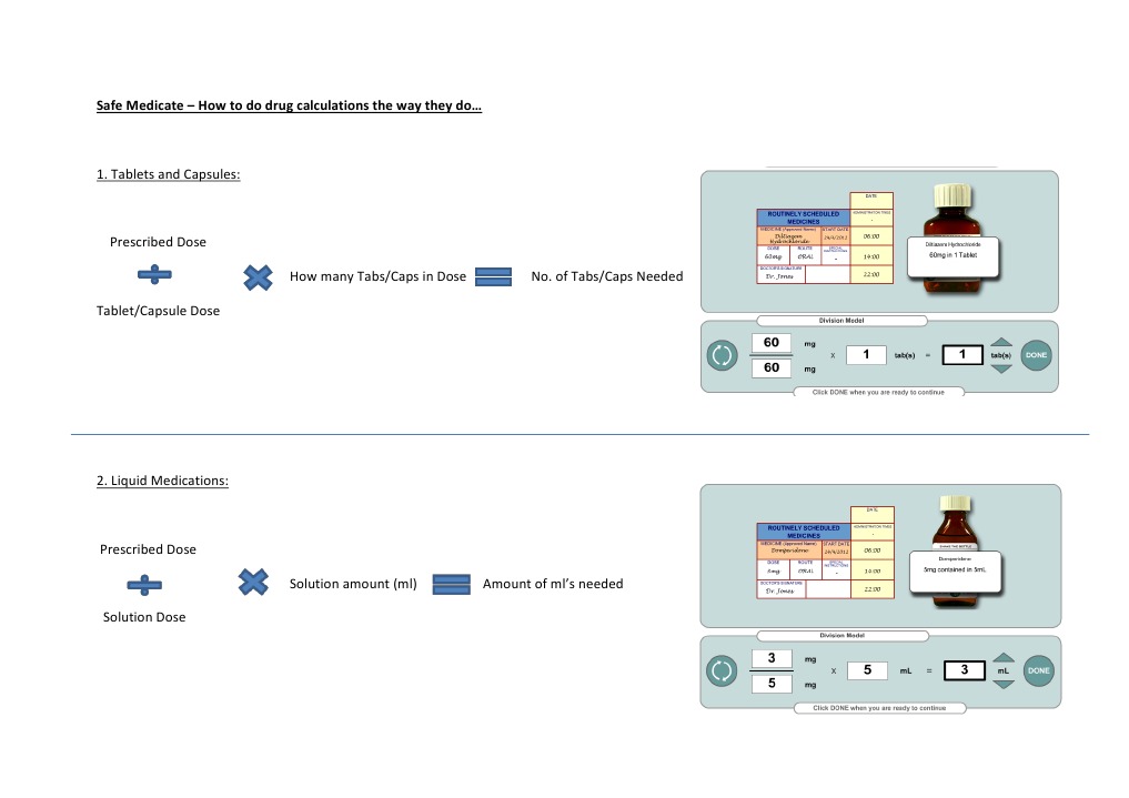 Safe Medicate Calculations Intravenous Therapy Dose (Biochemistry)