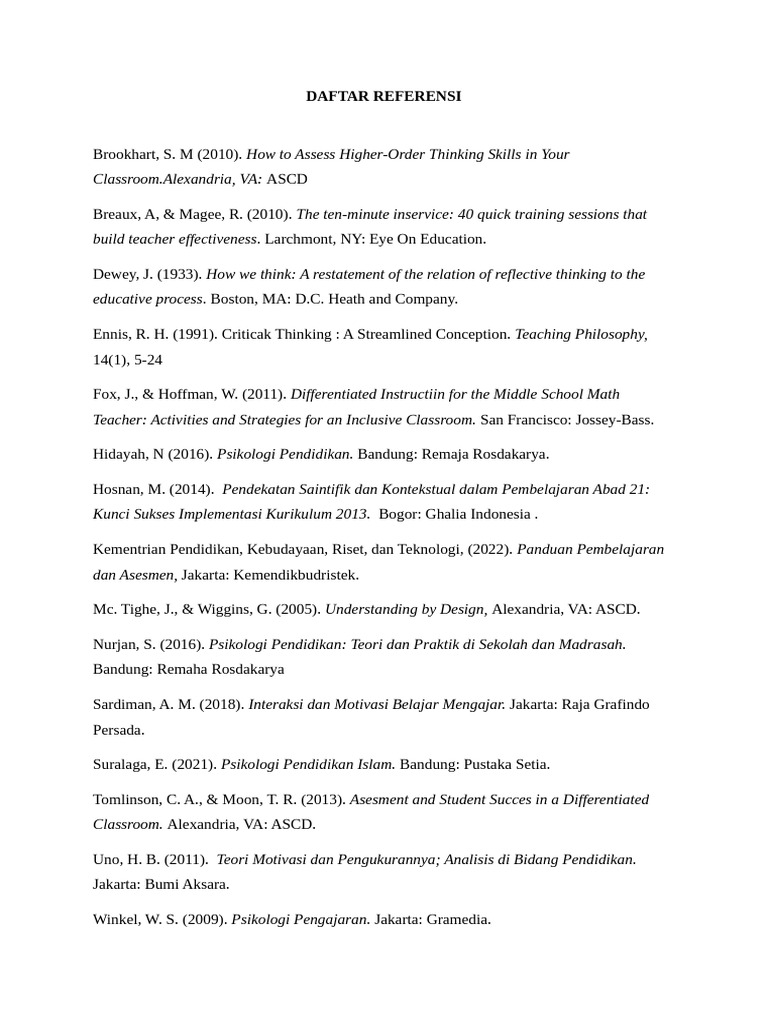 Daftar Referensi Fix | PDF | Human Communication | Education Theory