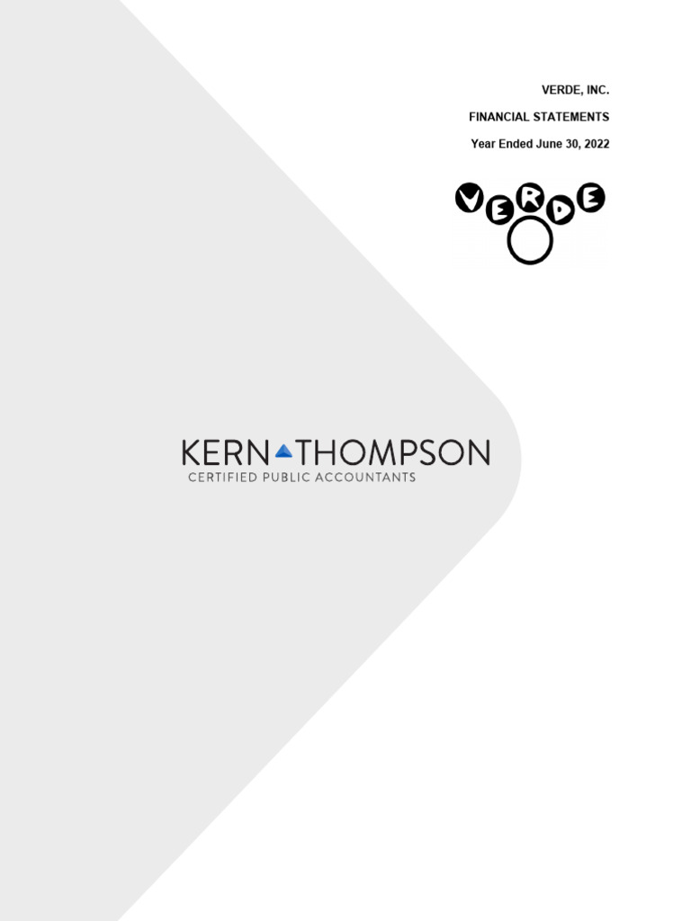 Verde,+Inc +Signed+Financial+Statements+6 30 2022 | PDF | Audit ...