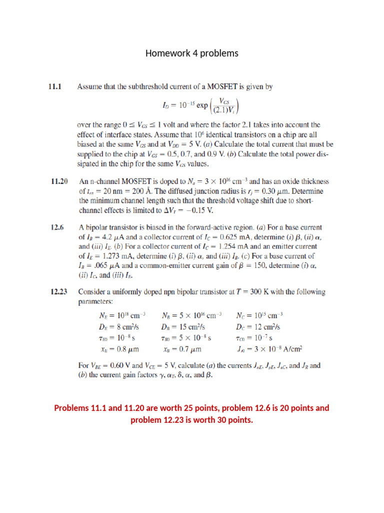 Homework 4 Problems Summer 2025 | PDF