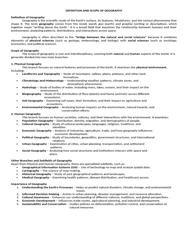 Understanding Geography: Definition & Scope | PDF | Geography | Social ...