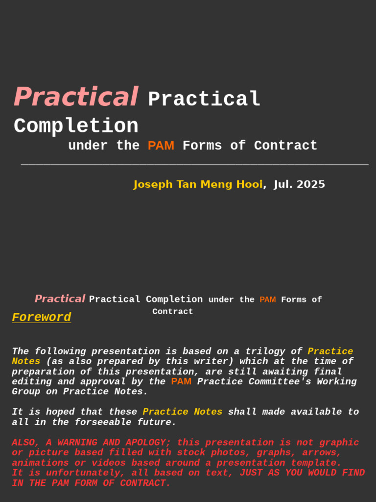 Practical Completion in PAM Contracts | PDF | Architect | Employment