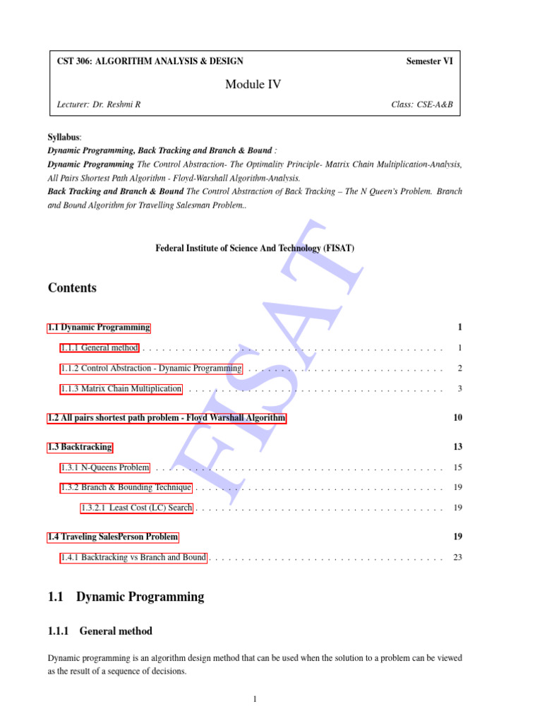 Dynamic Programming & Backtracking Concepts | PDF | Dynamic Programming ...