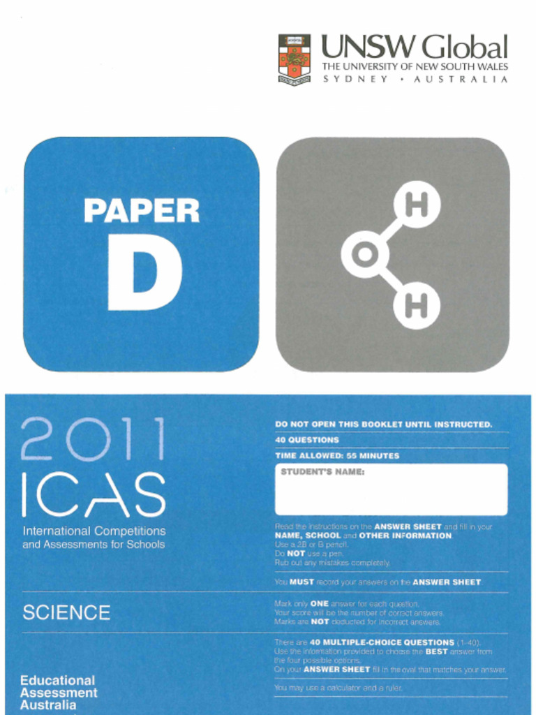 ICAS Science D 2011 YEAR 6 | PDF